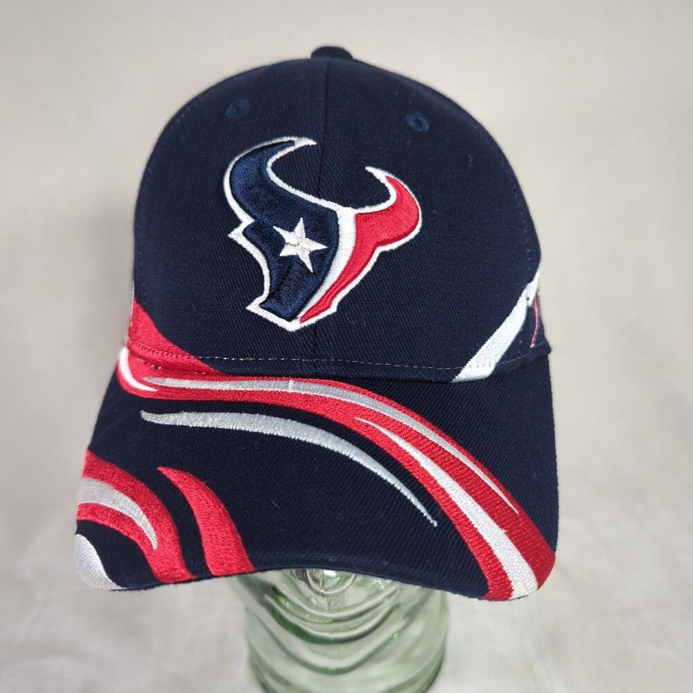 Houston Texans Hat Reebok Red White Blue Swirl Cap Adult OSFA Stretch VTG NFL